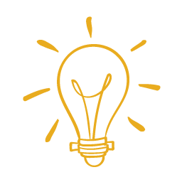 Yellow icon of a light bulb