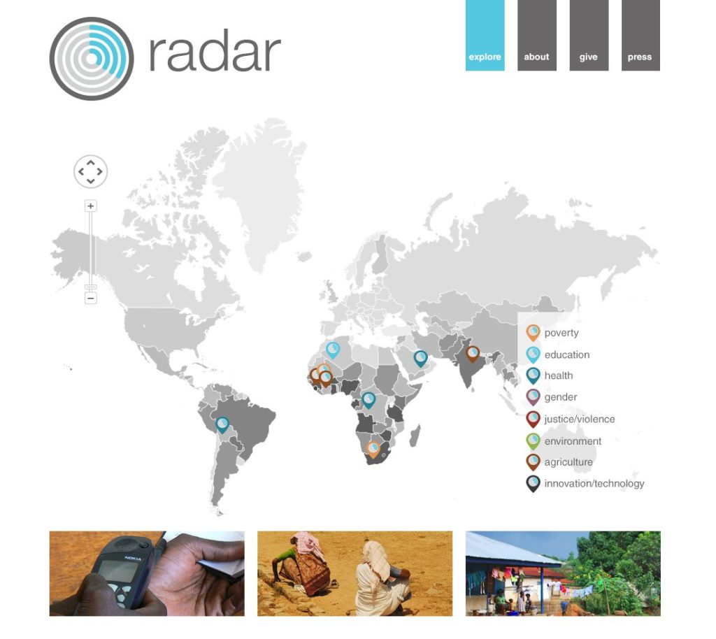 Screenshot of an early version of Radar's website.